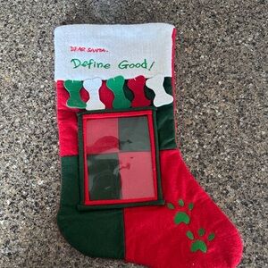 Festive Red and Green Pet Christmas Stocking w/Pet Photo Window